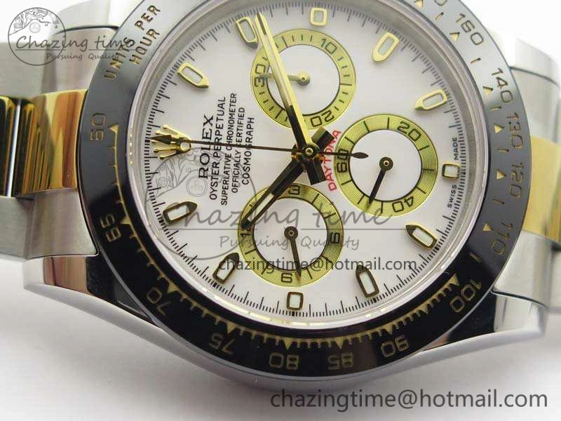 Daytona SS YG Ceramic Bezel JH Best Edition White Dial On SS YG Bracelet A7750