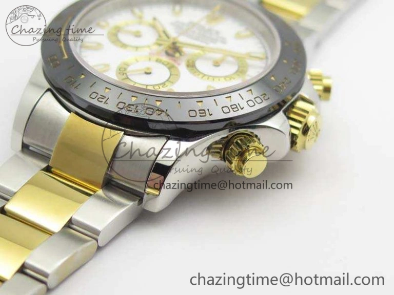 Daytona SS YG Ceramic Bezel JH Best Edition White Dial On SS YG Bracelet A7750