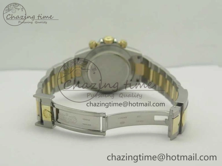 Daytona SS YG TW 116523 Wrapped V2 1:1 Best Edition Gold Dial Diamonds Markers on SS Bracelet A7750