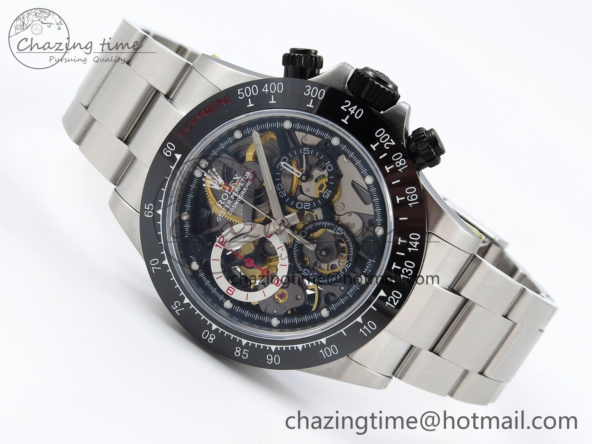 Daytona Skeleton SONIC Best Edition Ceramic Bezel Skeleton Dial on SS Oyster Bracelet SA4130