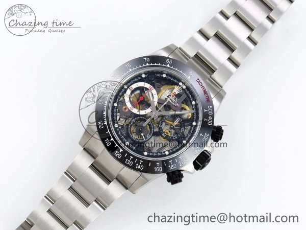 Daytona Skeleton SONIC Best Edition Ceramic Bezel Skeleton Dial on SS Oyster Bracelet SA4130