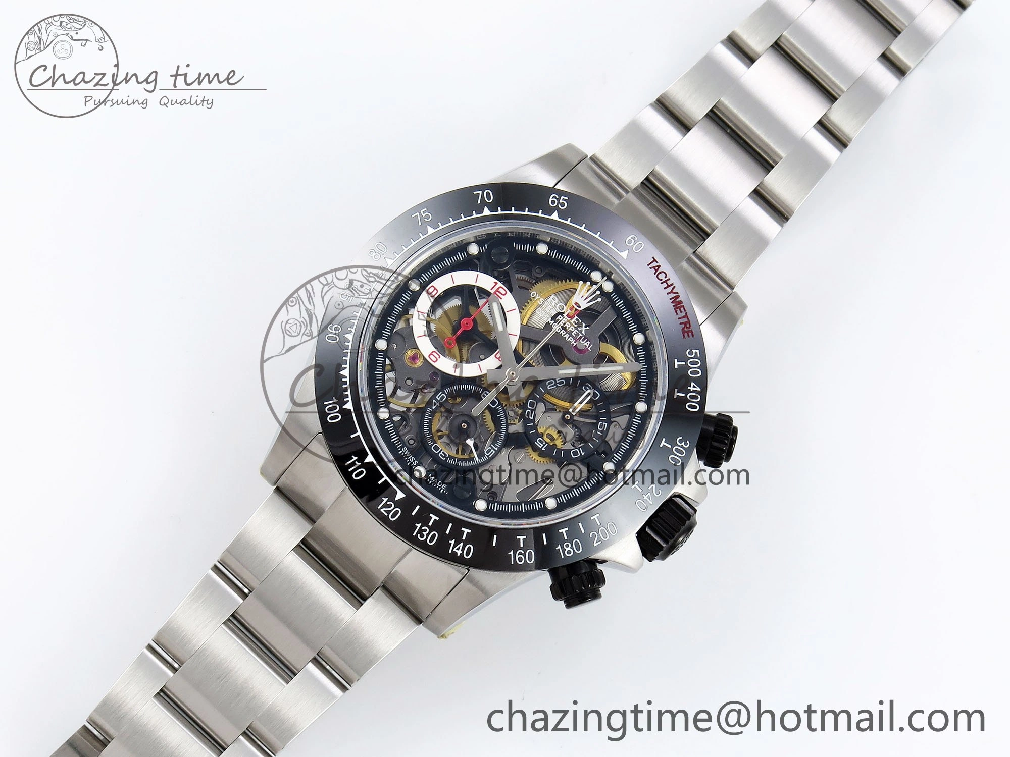 Daytona Skeleton SONIC Best Edition Ceramic Bezel Skeleton Dial on SS Oyster Bracelet SA4130