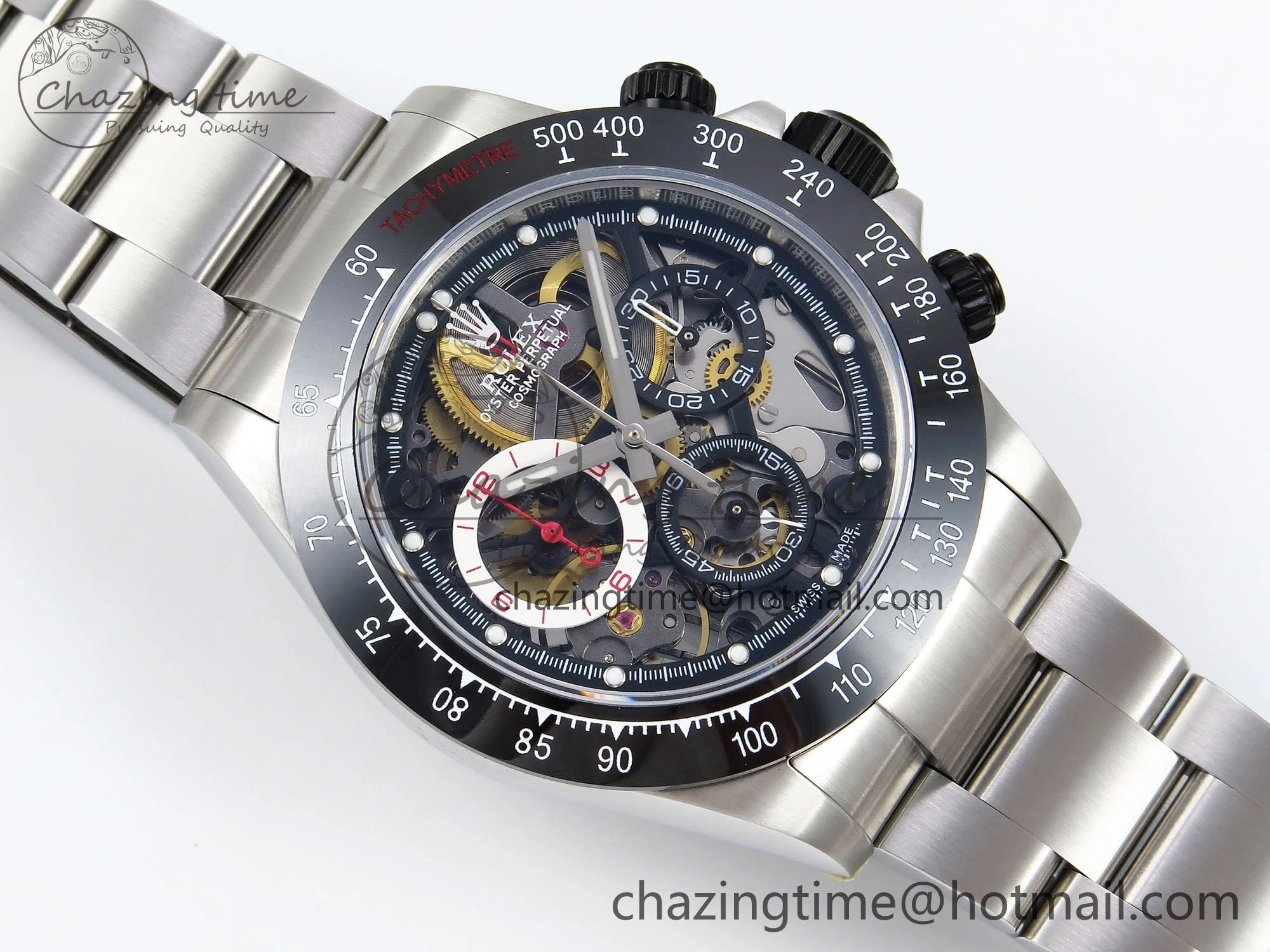 Daytona Skeleton SONIC Best Edition Ceramic Bezel Skeleton Dial on SS Oyster Bracelet SA4130