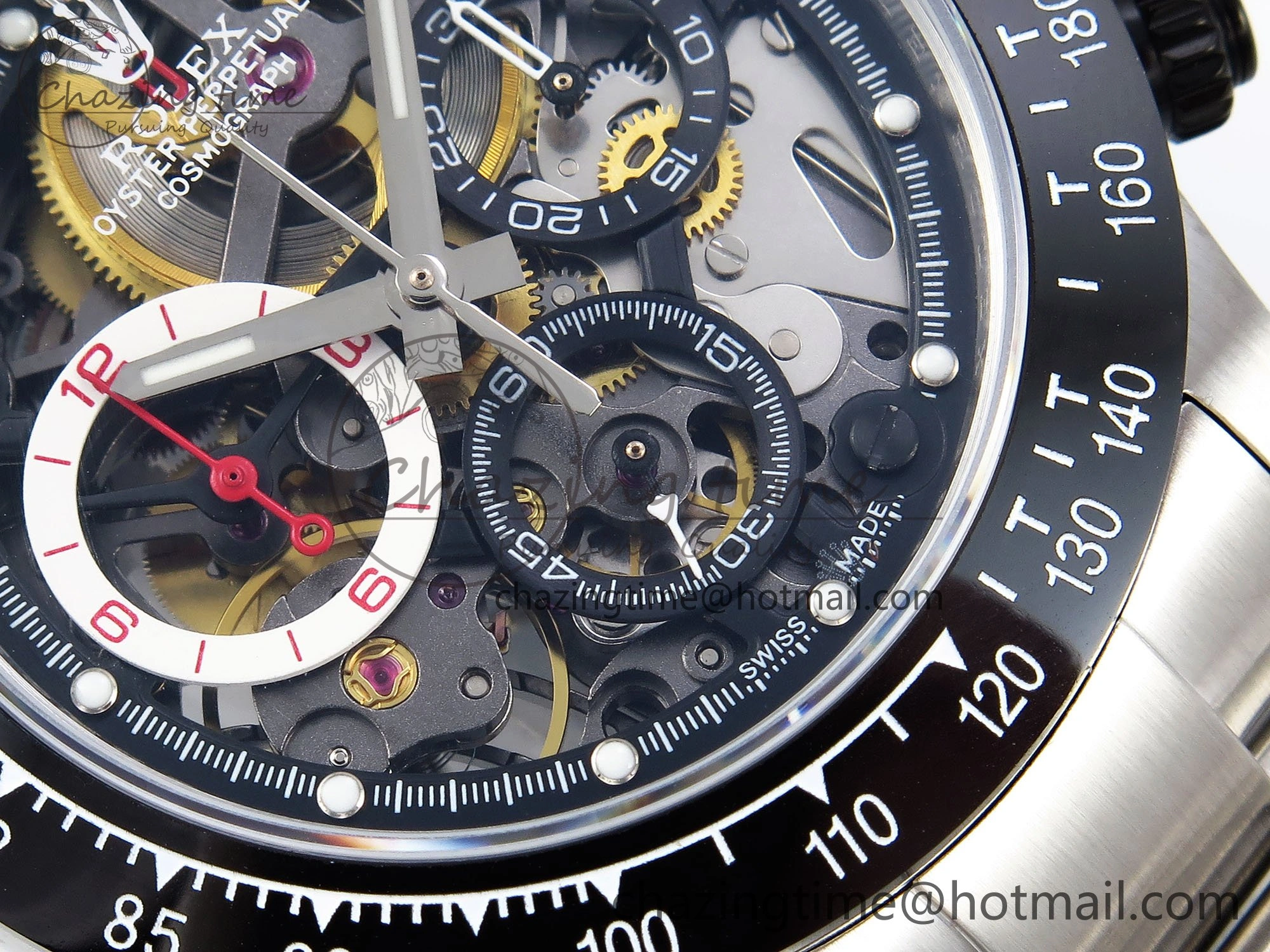 Daytona Skeleton SONIC Best Edition Ceramic Bezel Skeleton Dial on SS Oyster Bracelet SA4130