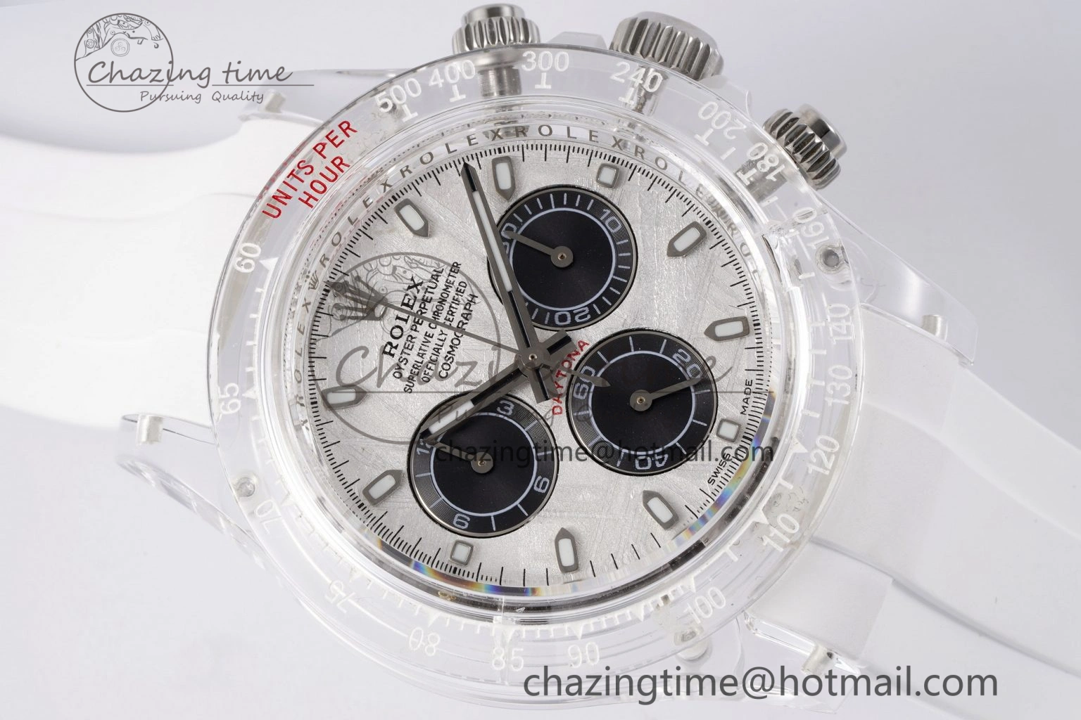 Daytona Transparent IPK Best Edition Meteorite Dial on White Rubber Strap SA4130