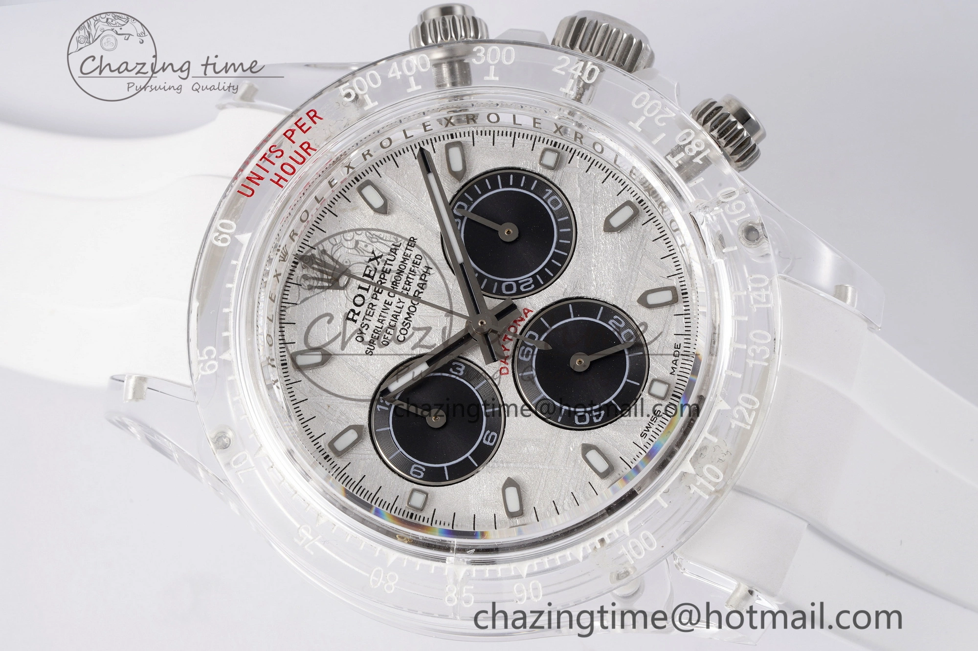 Daytona Transparent IPK Best Edition Meteorite Dial on White Rubber Strap SA4130