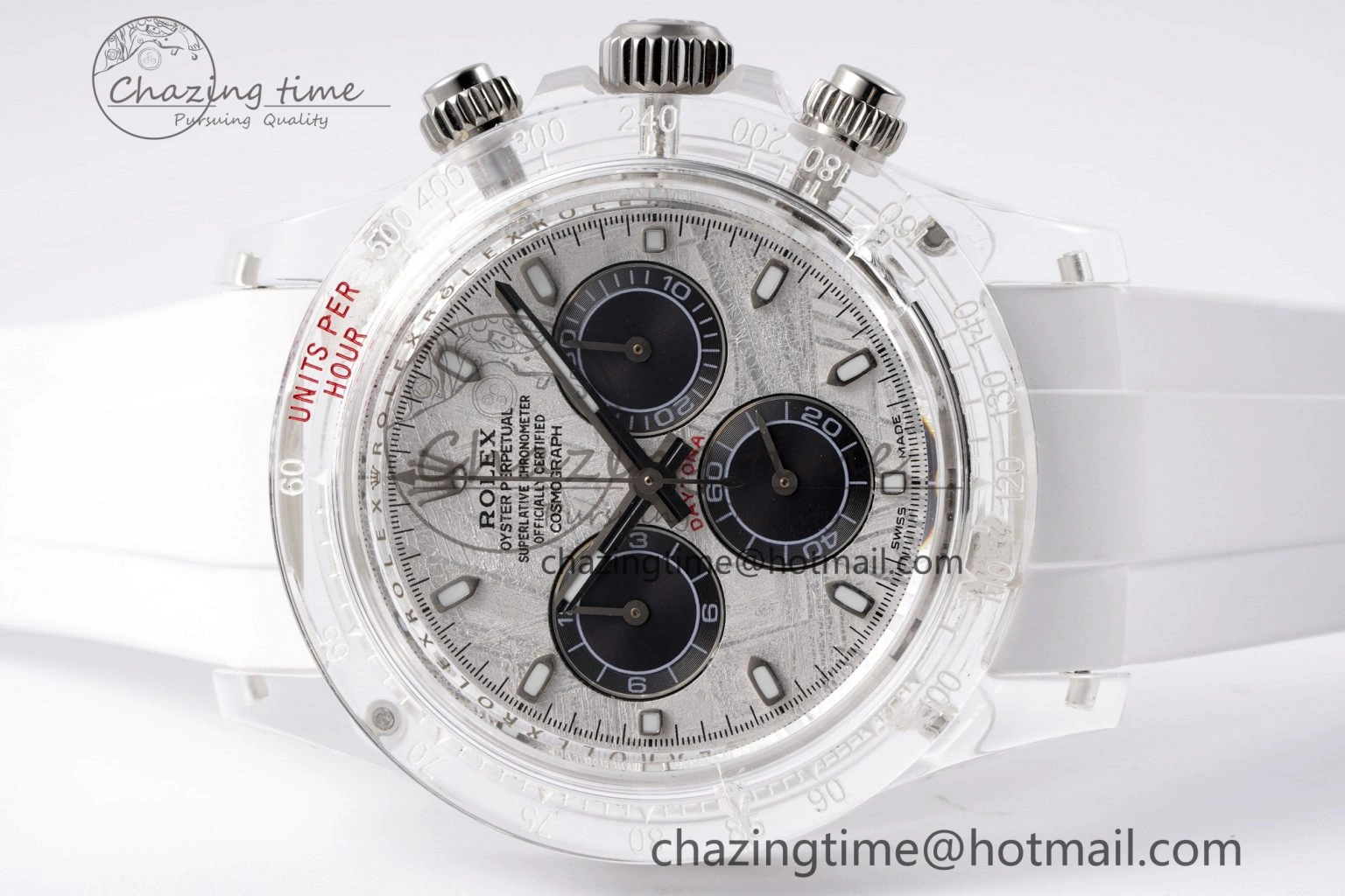 Daytona Transparent IPK Best Edition Meteorite Dial on White Rubber Strap SA4130