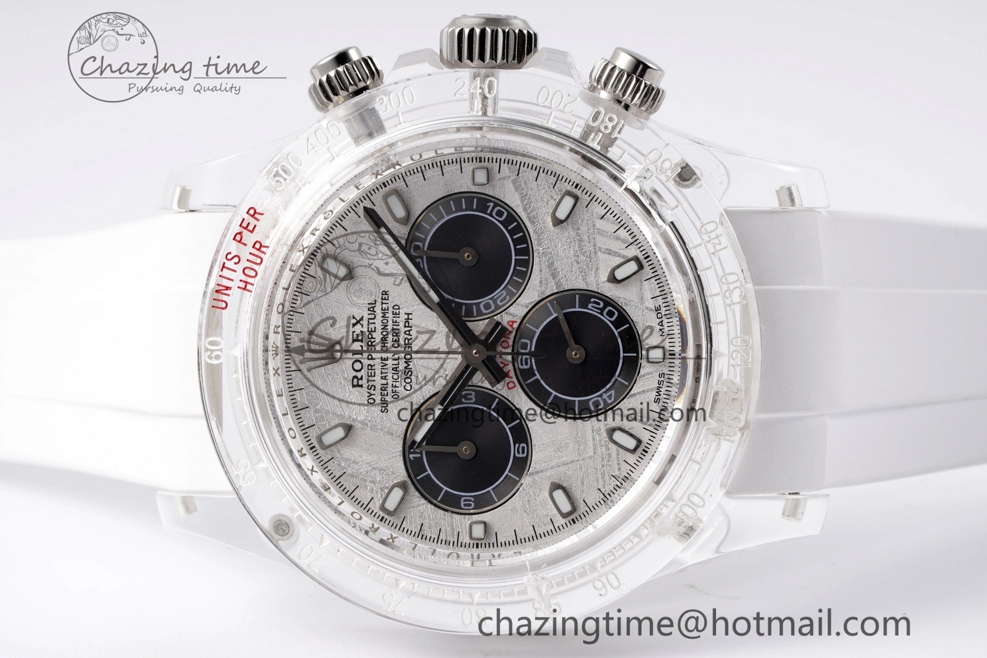Daytona Transparent IPK Best Edition Meteorite Dial on White Rubber Strap SA4130