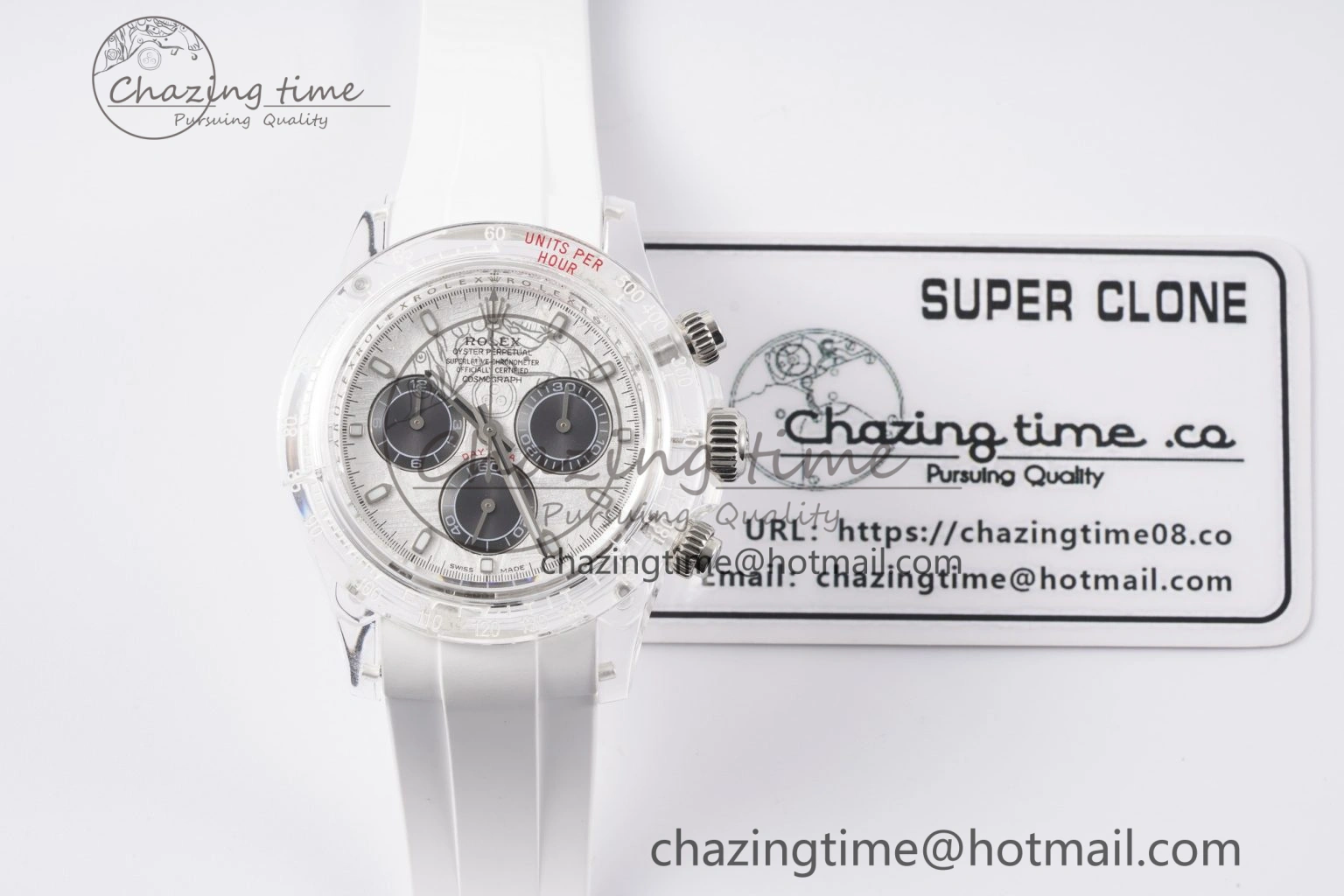 Daytona Transparent IPK Best Edition Meteorite Dial on White Rubber Strap SA4130