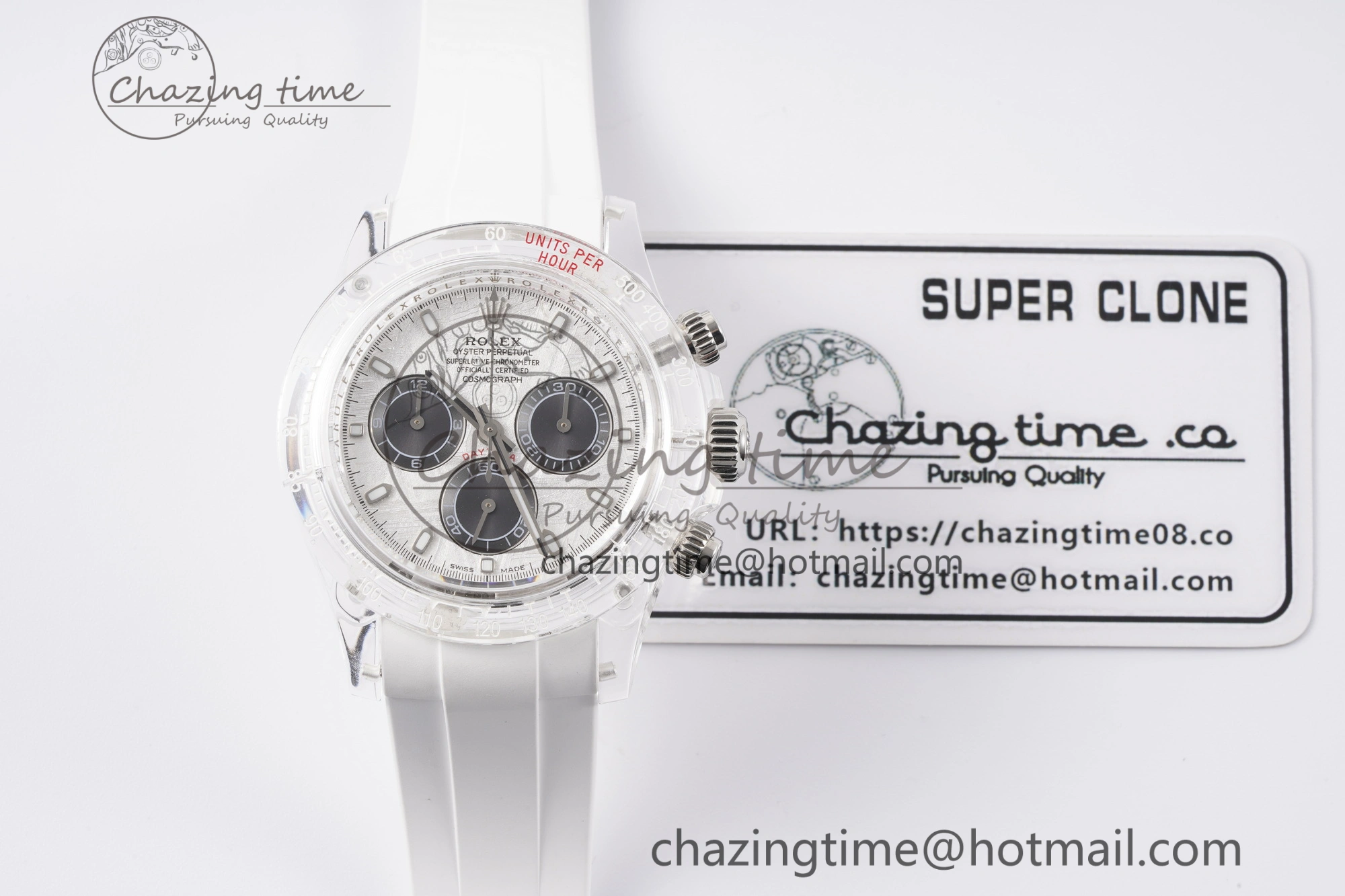 Daytona Transparent IPK Best Edition Meteorite Dial on White Rubber Strap SA4130