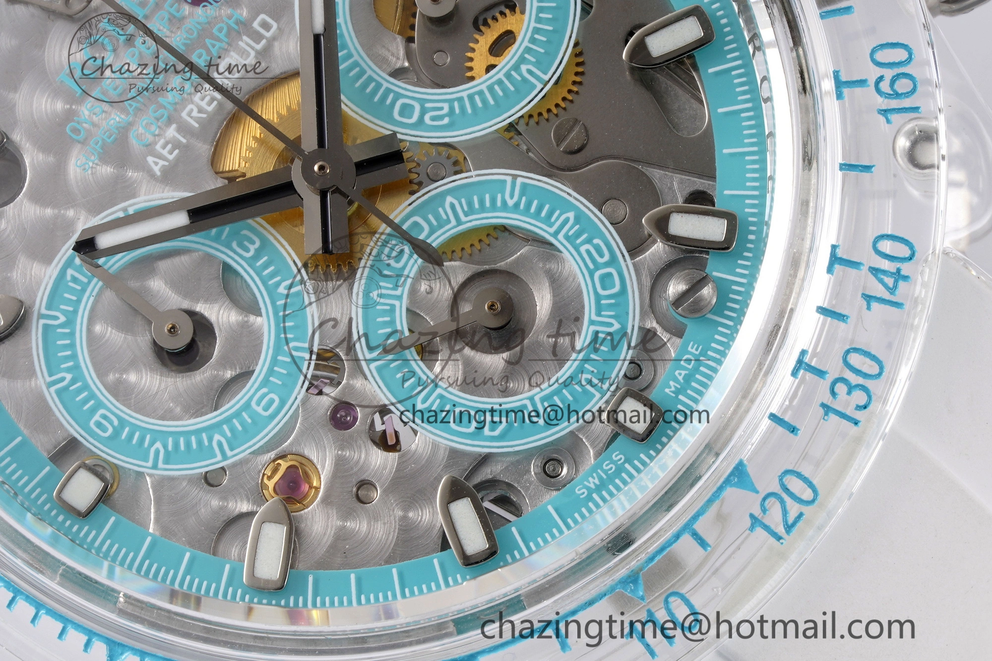 Daytona Transparent IPK Best Edition Transparent Blue Dial on White Rubber Strap SA4130