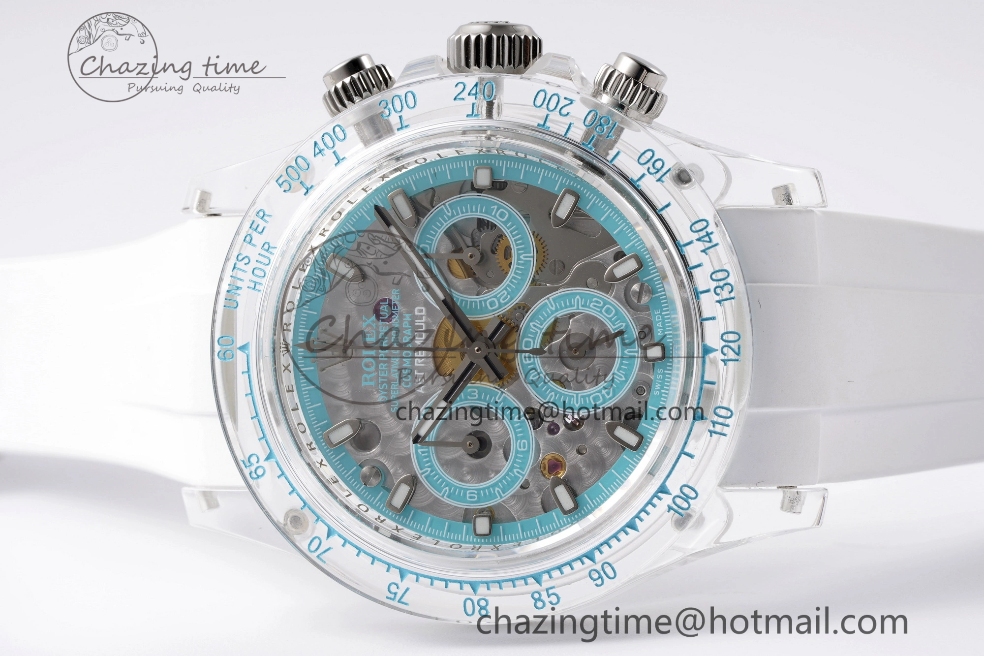 Daytona Transparent IPK Best Edition Transparent Blue Dial on White Rubber Strap SA4130