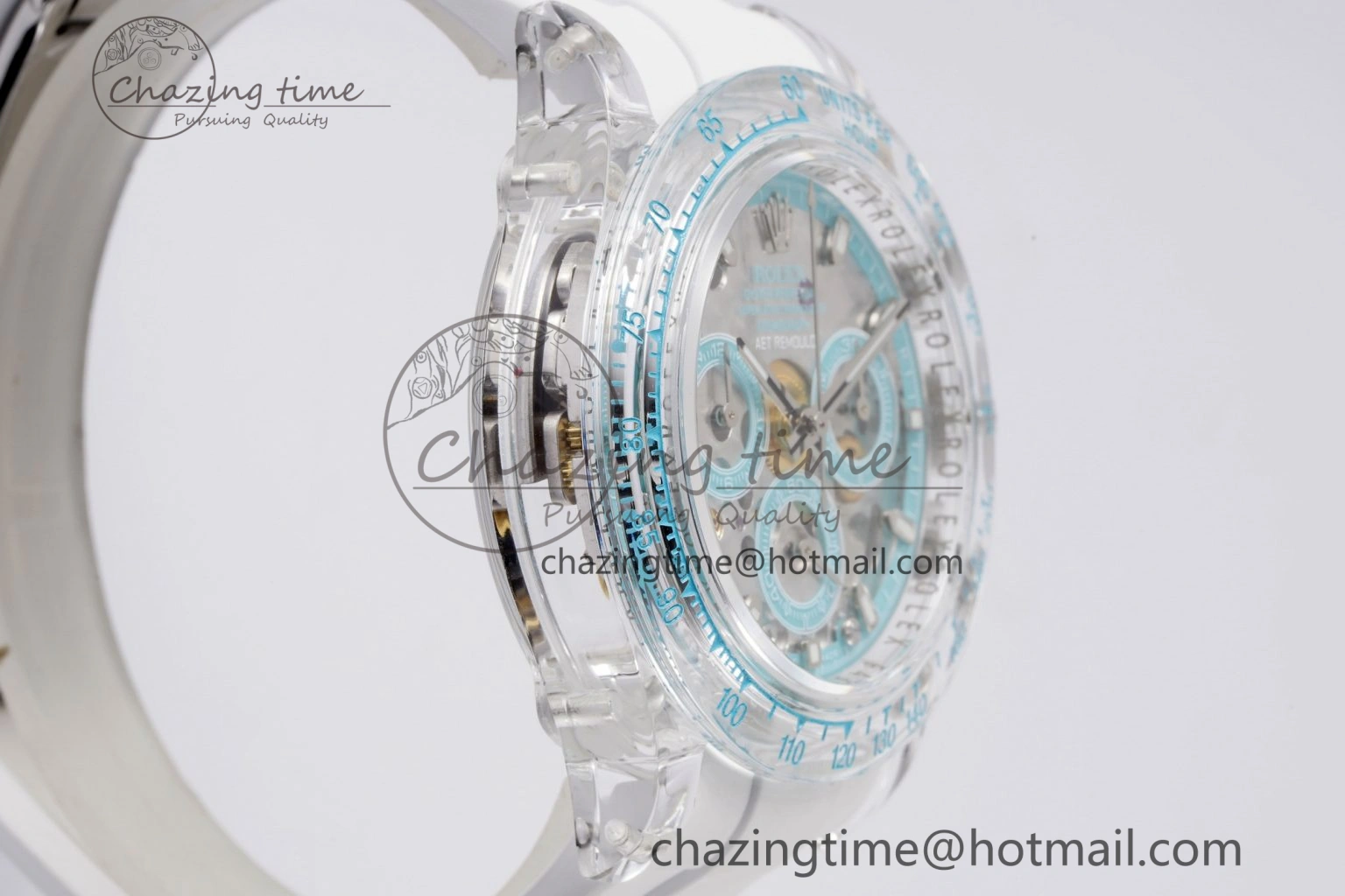Daytona Transparent IPK Best Edition Transparent Blue Dial on White Rubber Strap SA4130