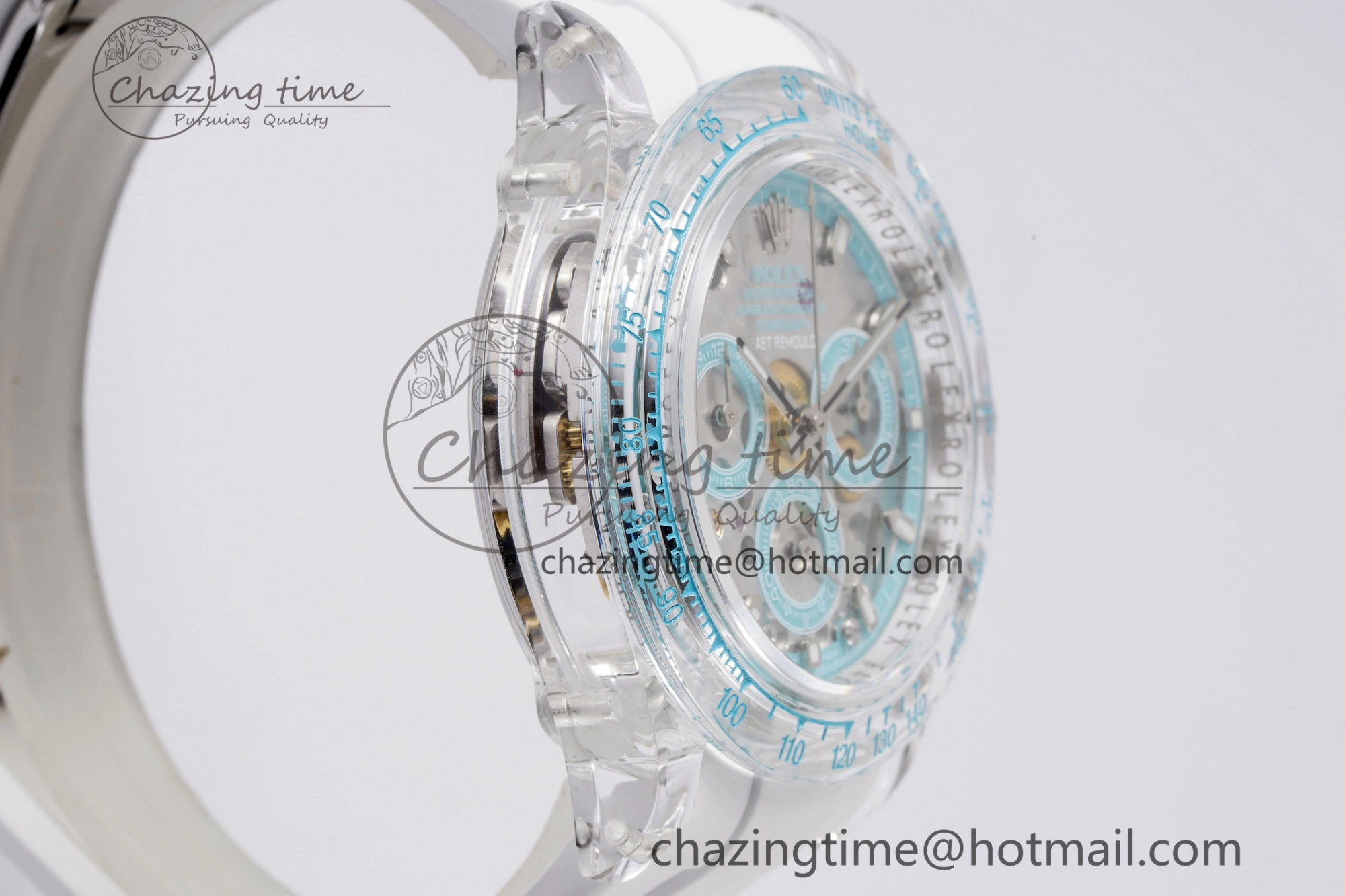 Daytona Transparent IPK Best Edition Transparent Blue Dial on White Rubber Strap SA4130