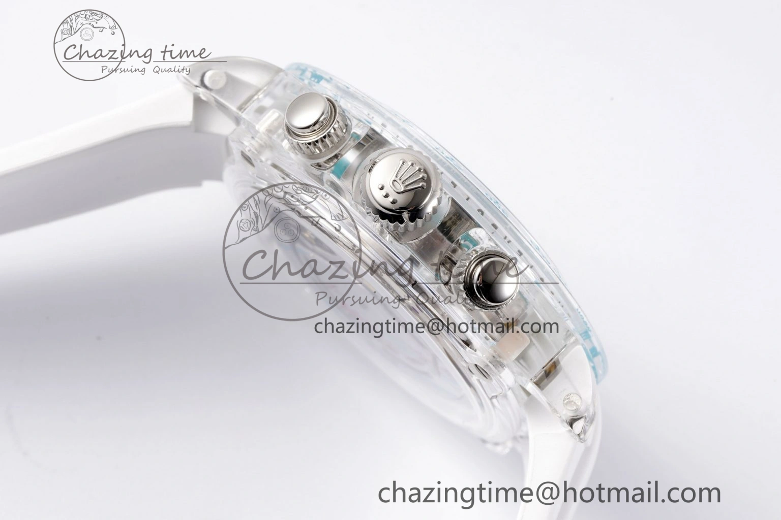 Daytona Transparent IPK Best Edition Transparent Blue Dial on White Rubber Strap SA4130