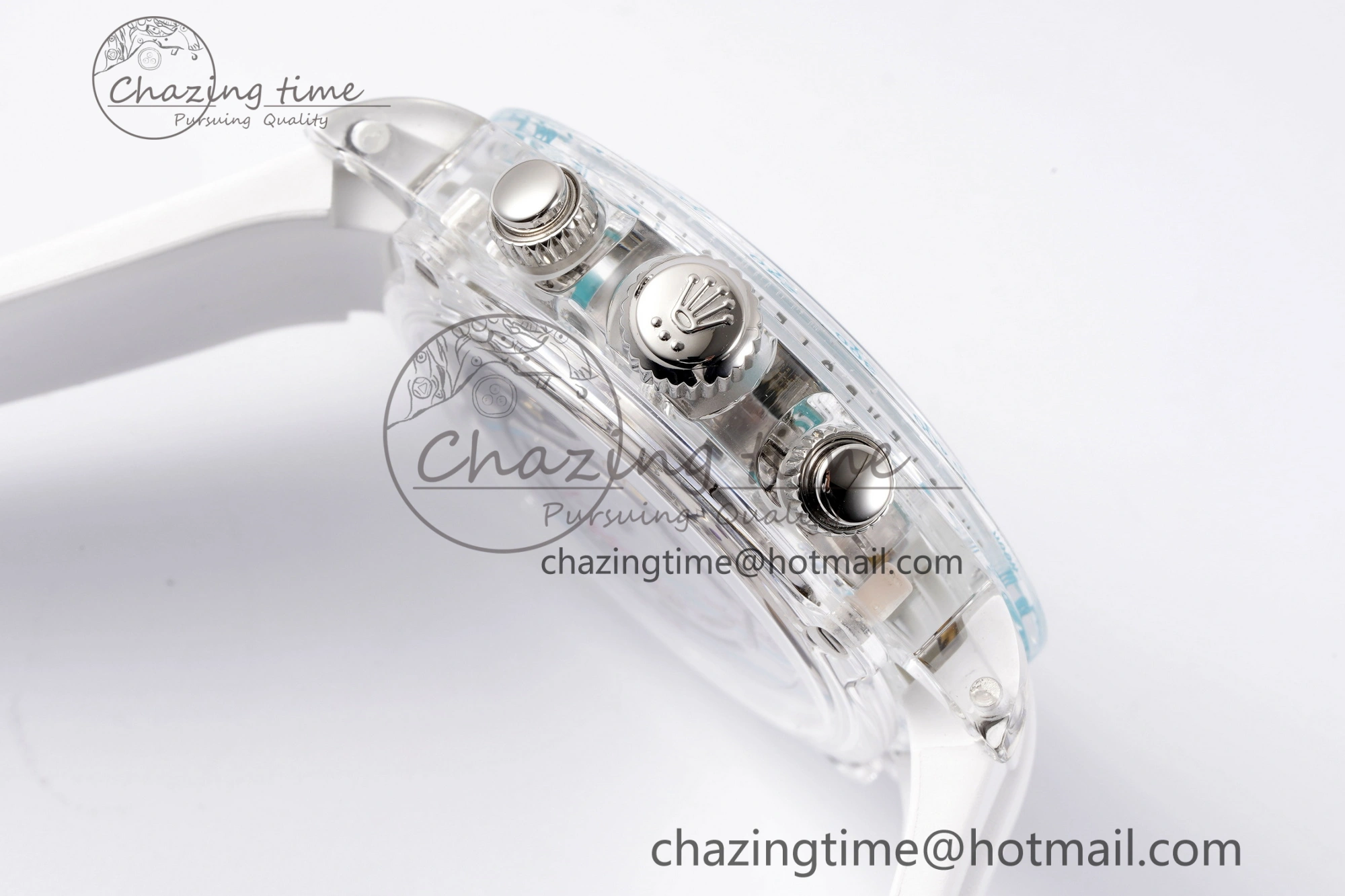Daytona Transparent IPK Best Edition Transparent Blue Dial on White Rubber Strap SA4130