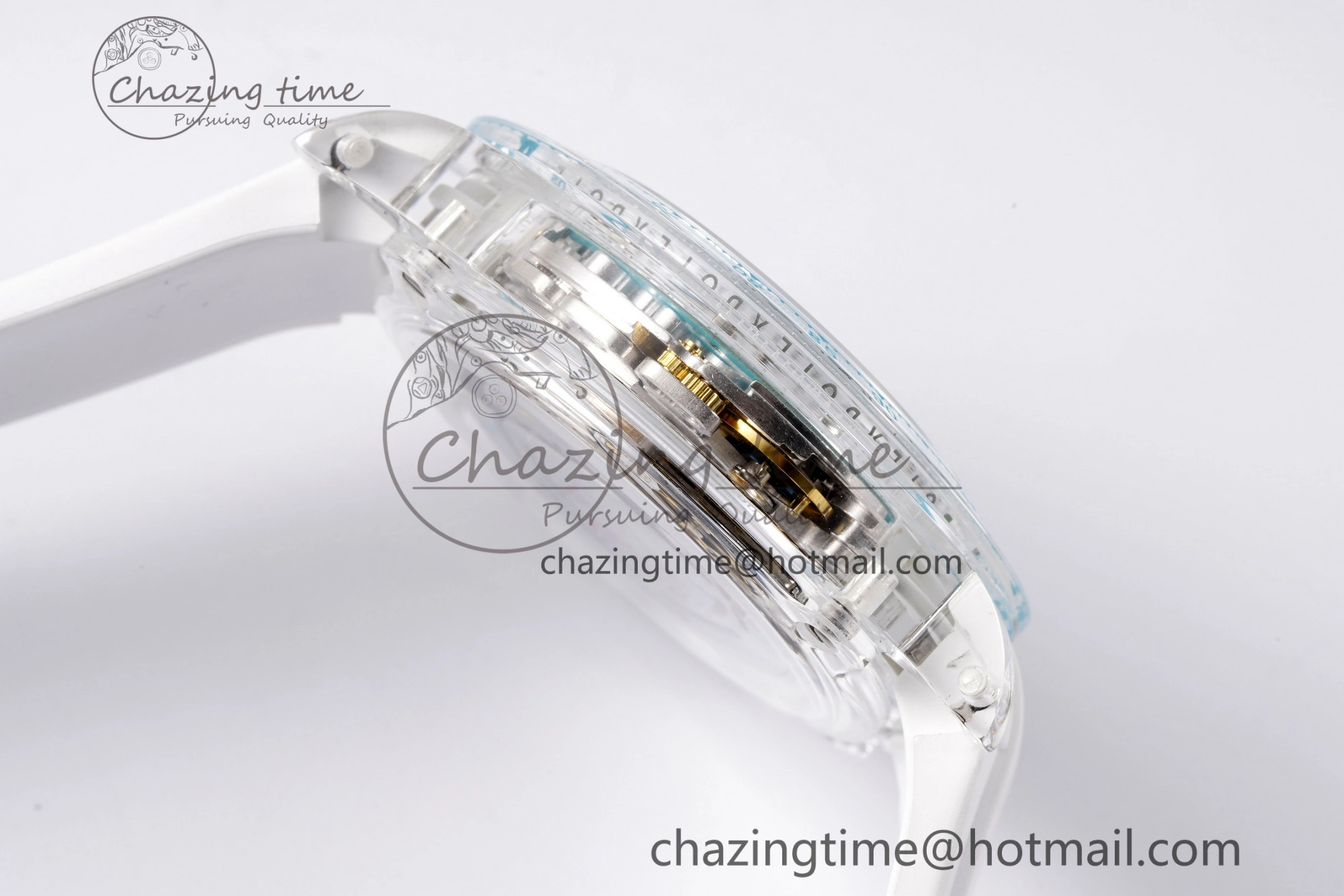 Daytona Transparent IPK Best Edition Transparent Blue Dial on White Rubber Strap SA4130