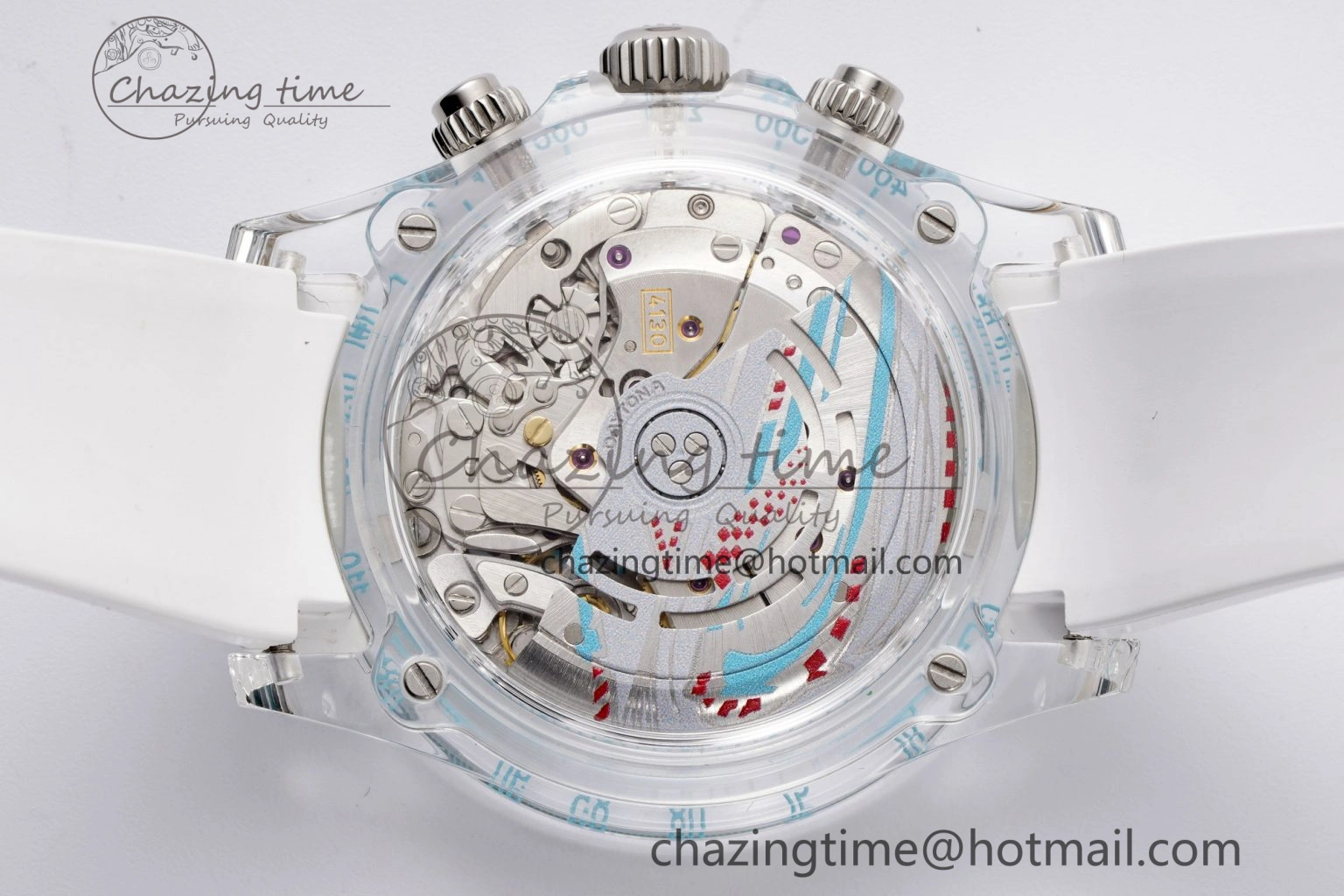 Daytona Transparent IPK Best Edition Transparent Blue Dial on White Rubber Strap SA4130