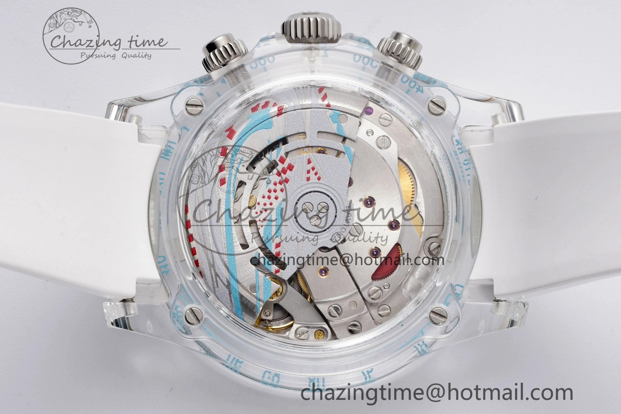 Daytona Transparent IPK Best Edition Transparent Blue Dial on White Rubber Strap SA4130