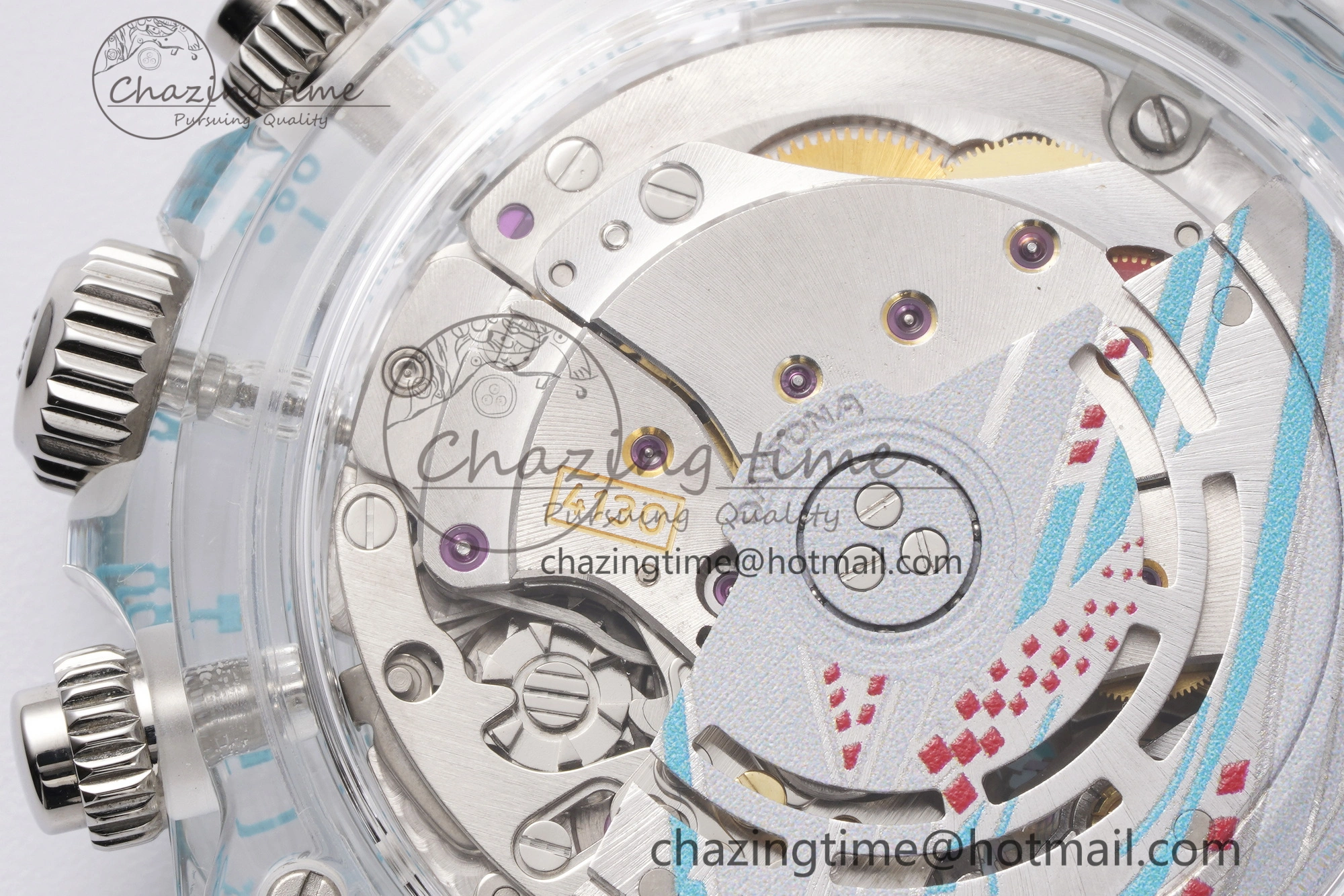 Daytona Transparent IPK Best Edition Transparent Blue Dial on White Rubber Strap SA4130