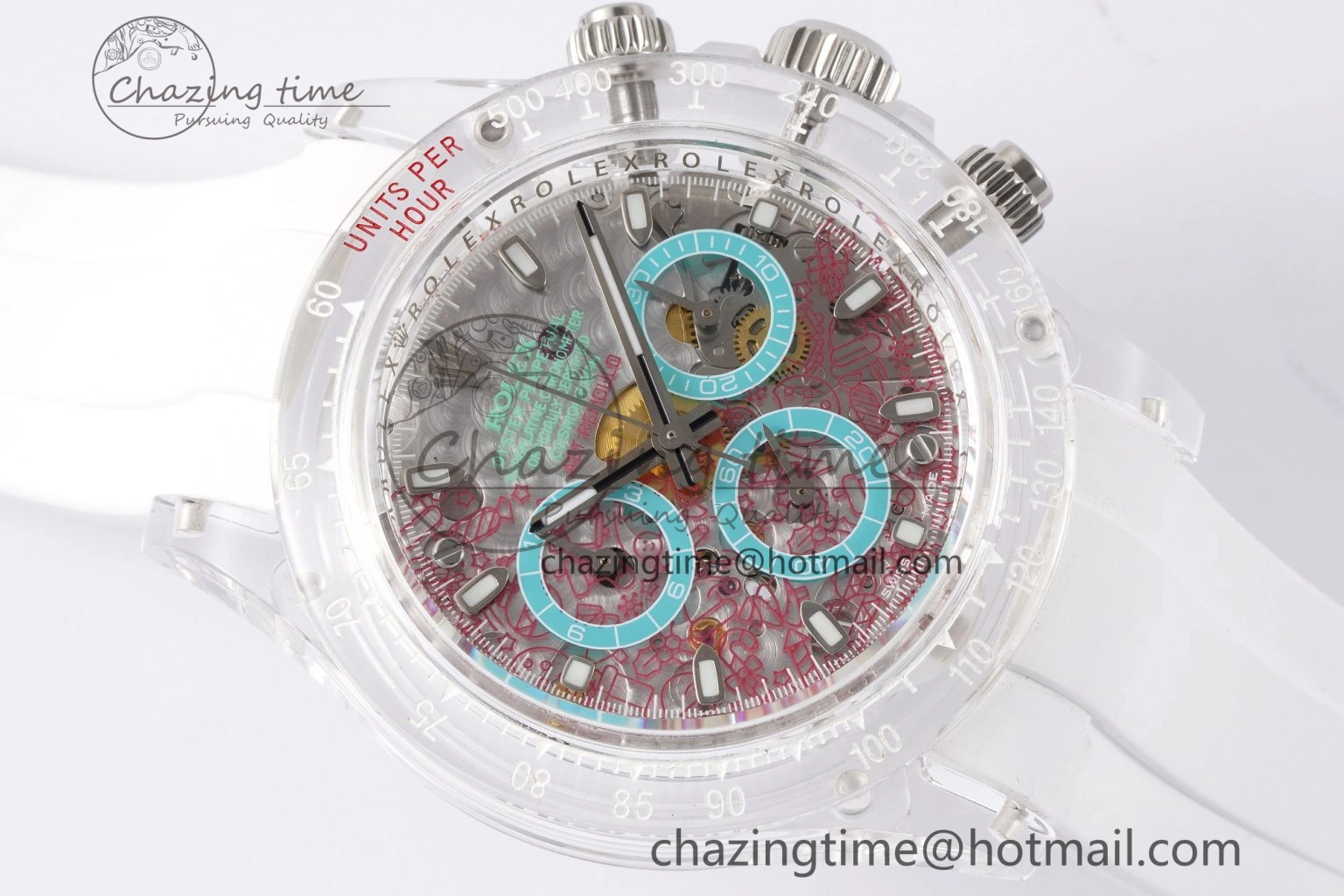 Daytona Transparent IPK Best Edition Transparent Red Dial on White Rubber Strap SA4130