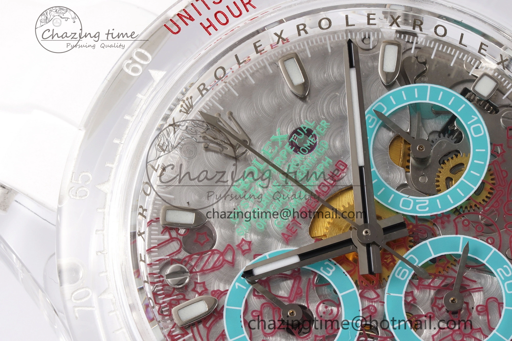 Daytona Transparent IPK Best Edition Transparent Red Dial on White Rubber Strap SA4130