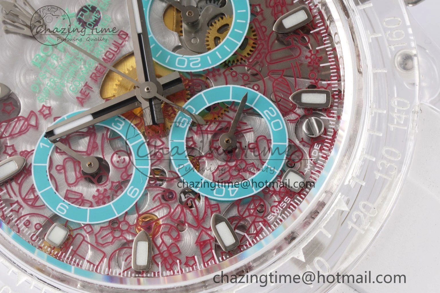 Daytona Transparent IPK Best Edition Transparent Red Dial on White Rubber Strap SA4130