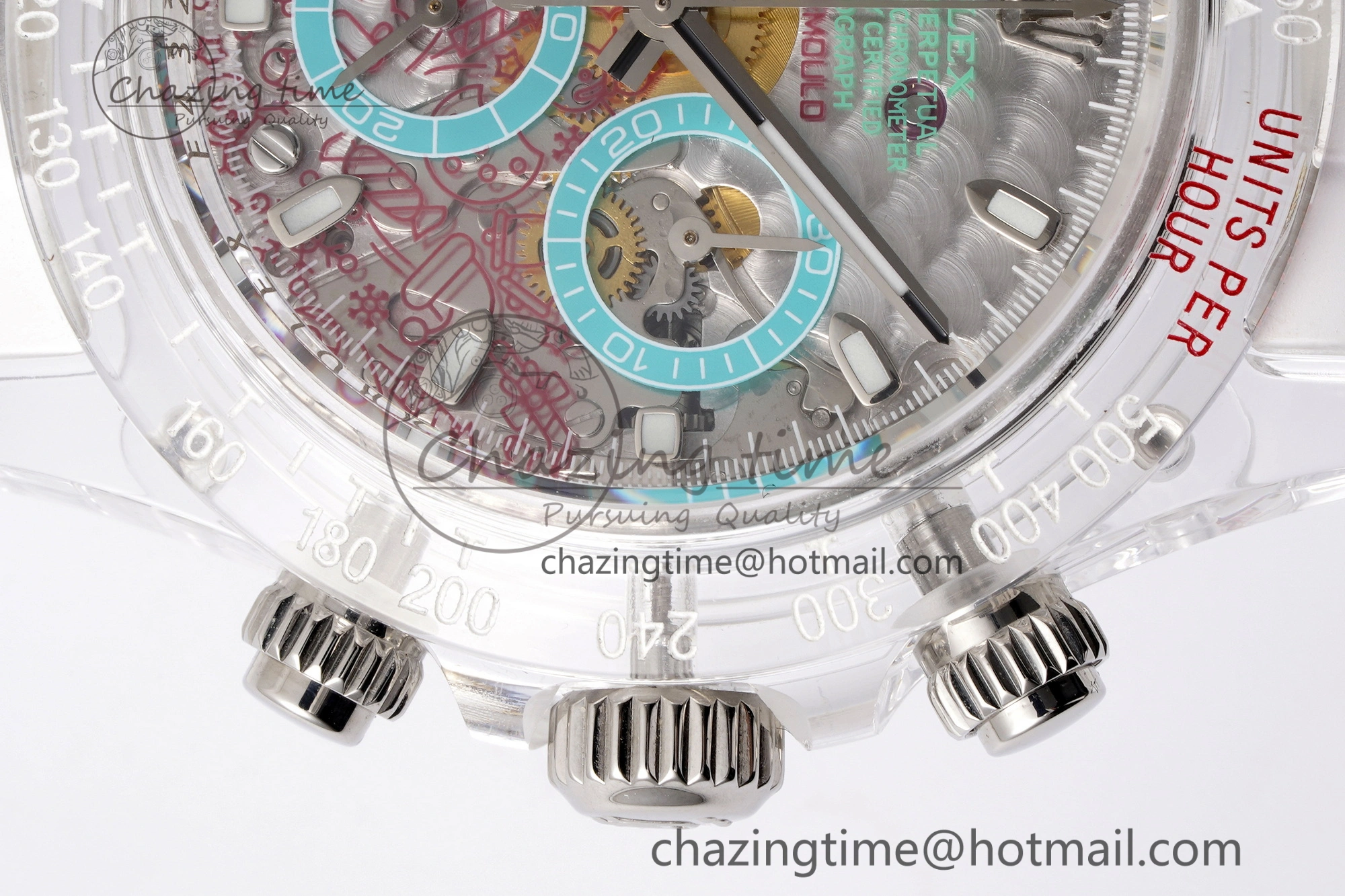 Daytona Transparent IPK Best Edition Transparent Red Dial on White Rubber Strap SA4130