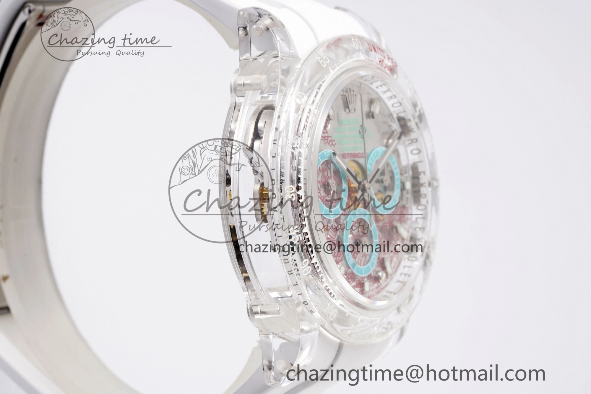 Daytona Transparent IPK Best Edition Transparent Red Dial on White Rubber Strap SA4130