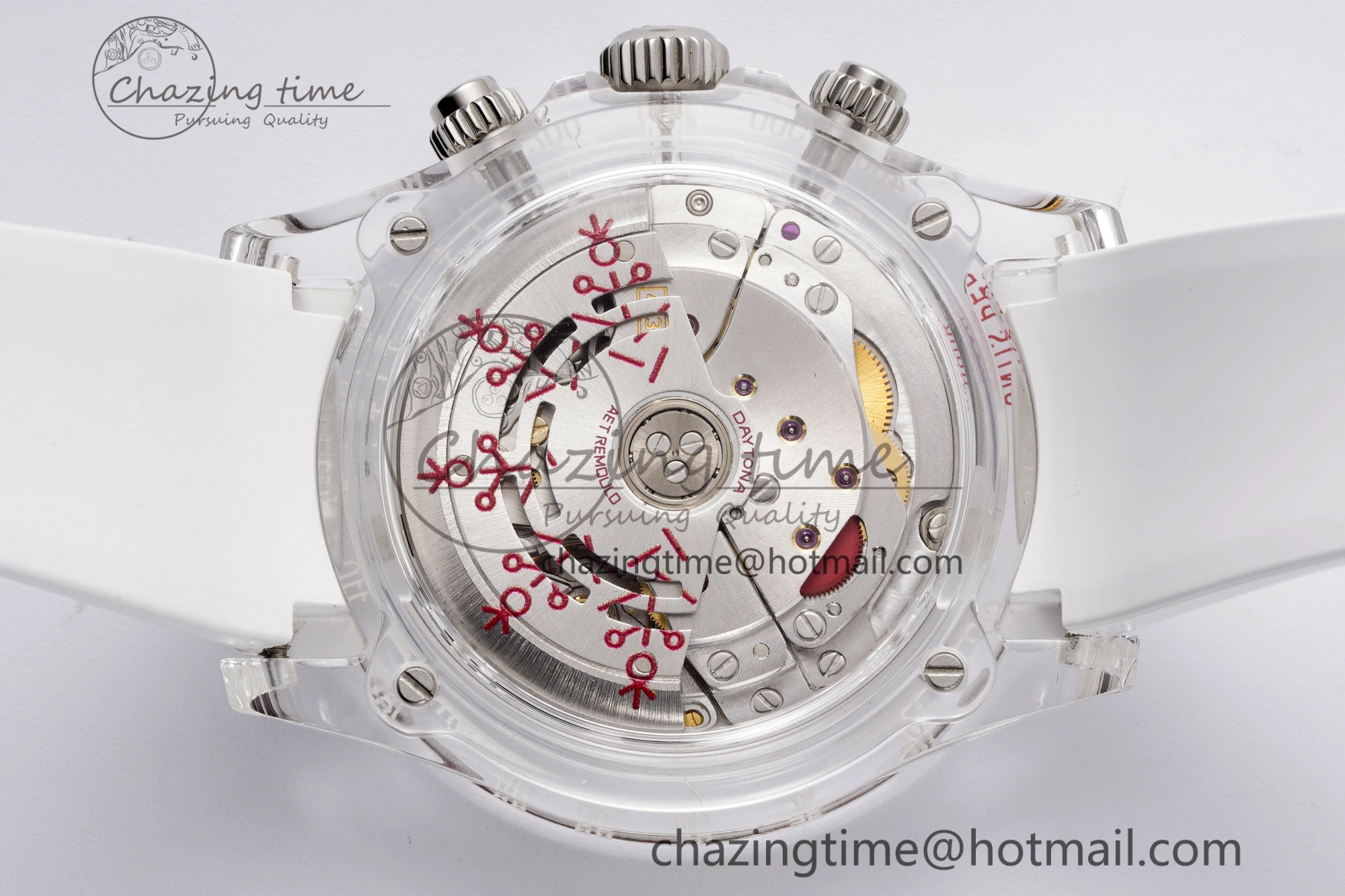 Daytona Transparent IPK Best Edition Transparent Red Dial on White Rubber Strap SA4130