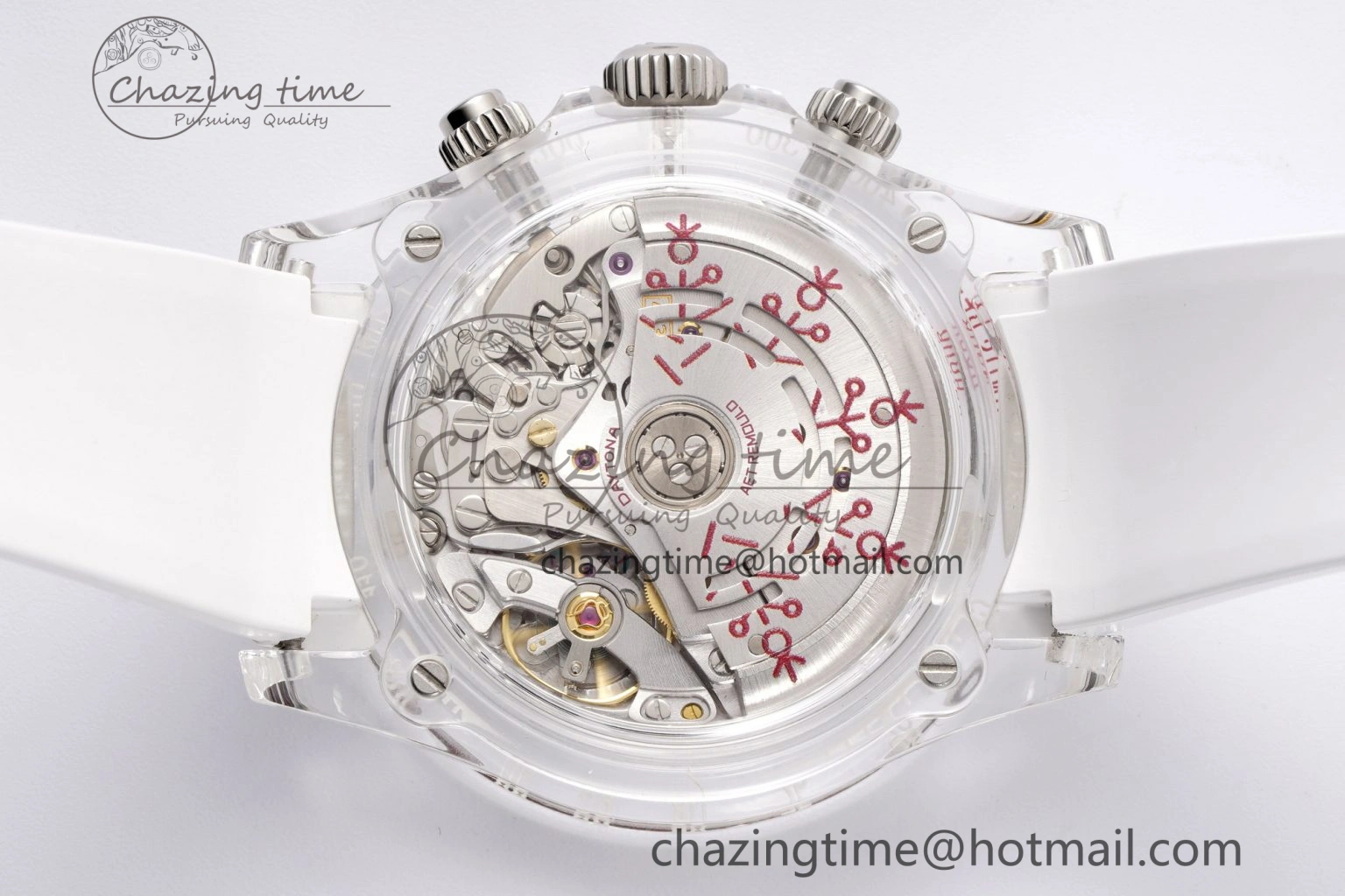 Daytona Transparent IPK Best Edition Transparent Red Dial on White Rubber Strap SA4130