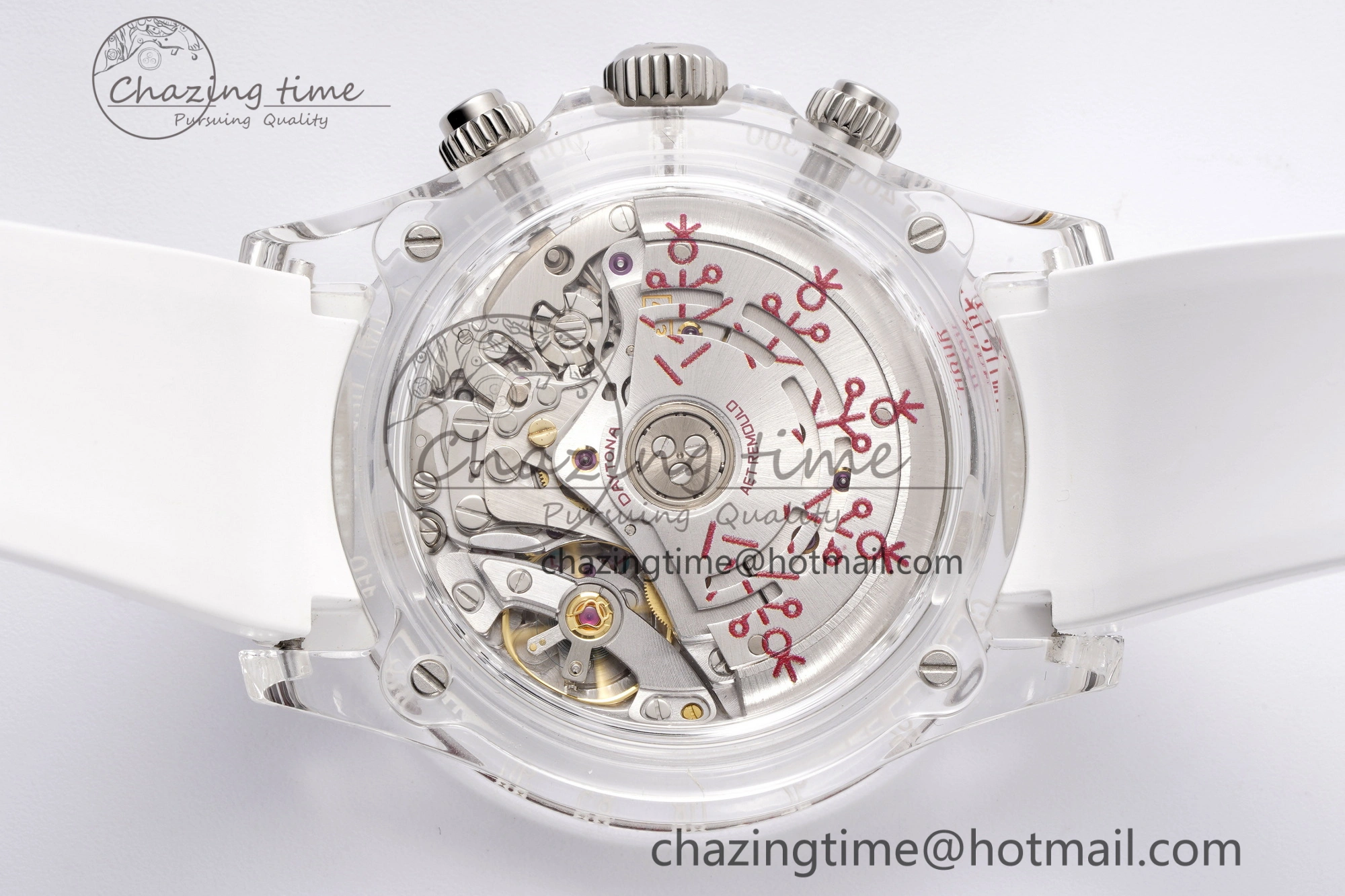 Daytona Transparent IPK Best Edition Transparent Red Dial on White Rubber Strap SA4130