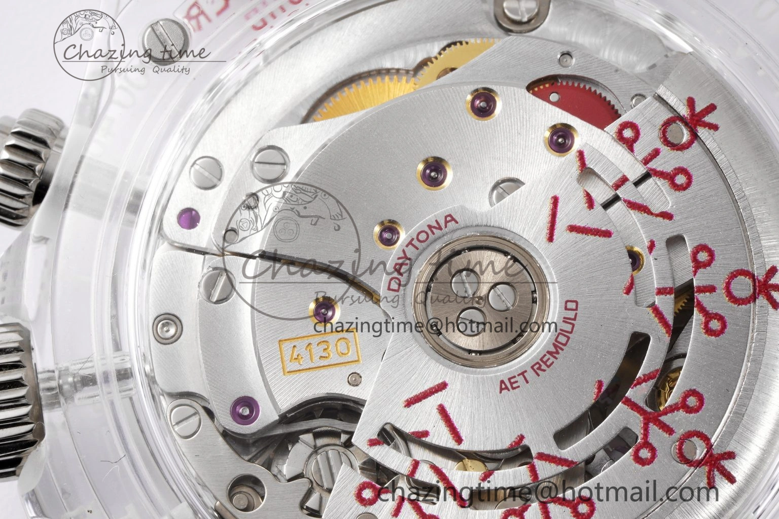 Daytona Transparent IPK Best Edition Transparent Red Dial on White Rubber Strap SA4130