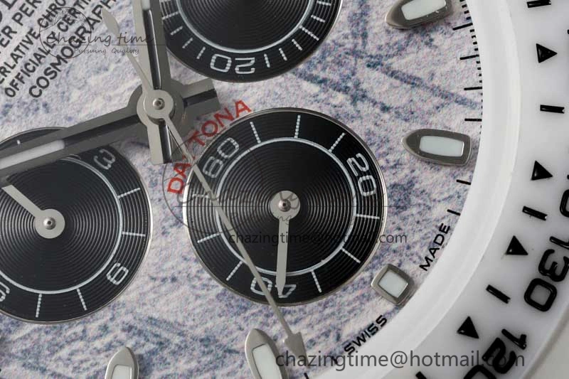 Daytona White Ceramic 5GF Best Edition Meteorite Dial on White Rubber Strap A7750