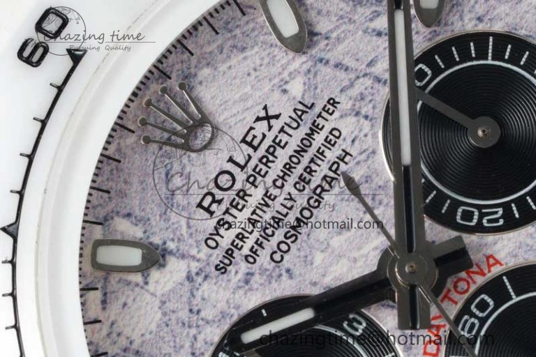 Daytona White Ceramic 5GF Best Edition Meteorite Dial on White Rubber Strap A7750