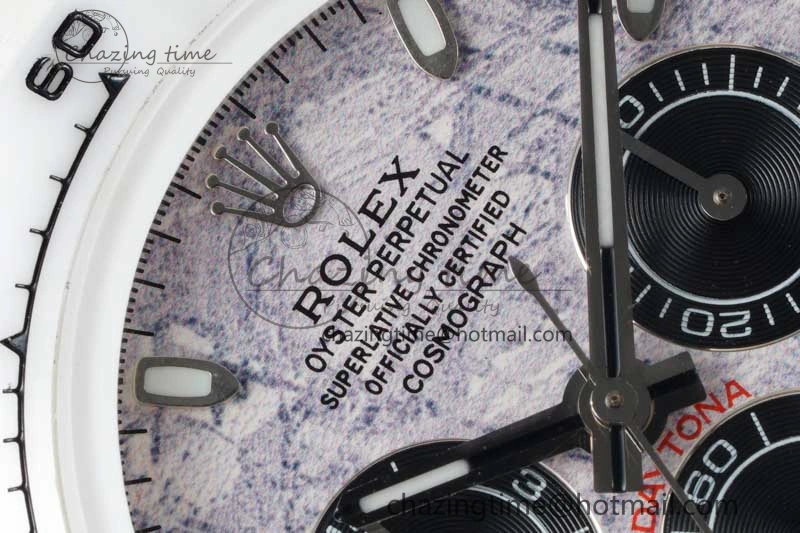 Daytona White Ceramic 5GF Best Edition Meteorite Dial on White Rubber Strap A7750