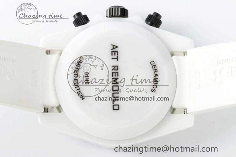Daytona White Ceramic 5GF Best Edition Meteorite Dial on White Rubber Strap A7750
