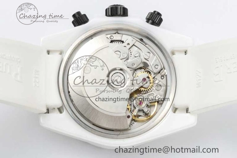 Daytona White Ceramic 5GF Best Edition Meteorite Dial on White Rubber Strap A7750