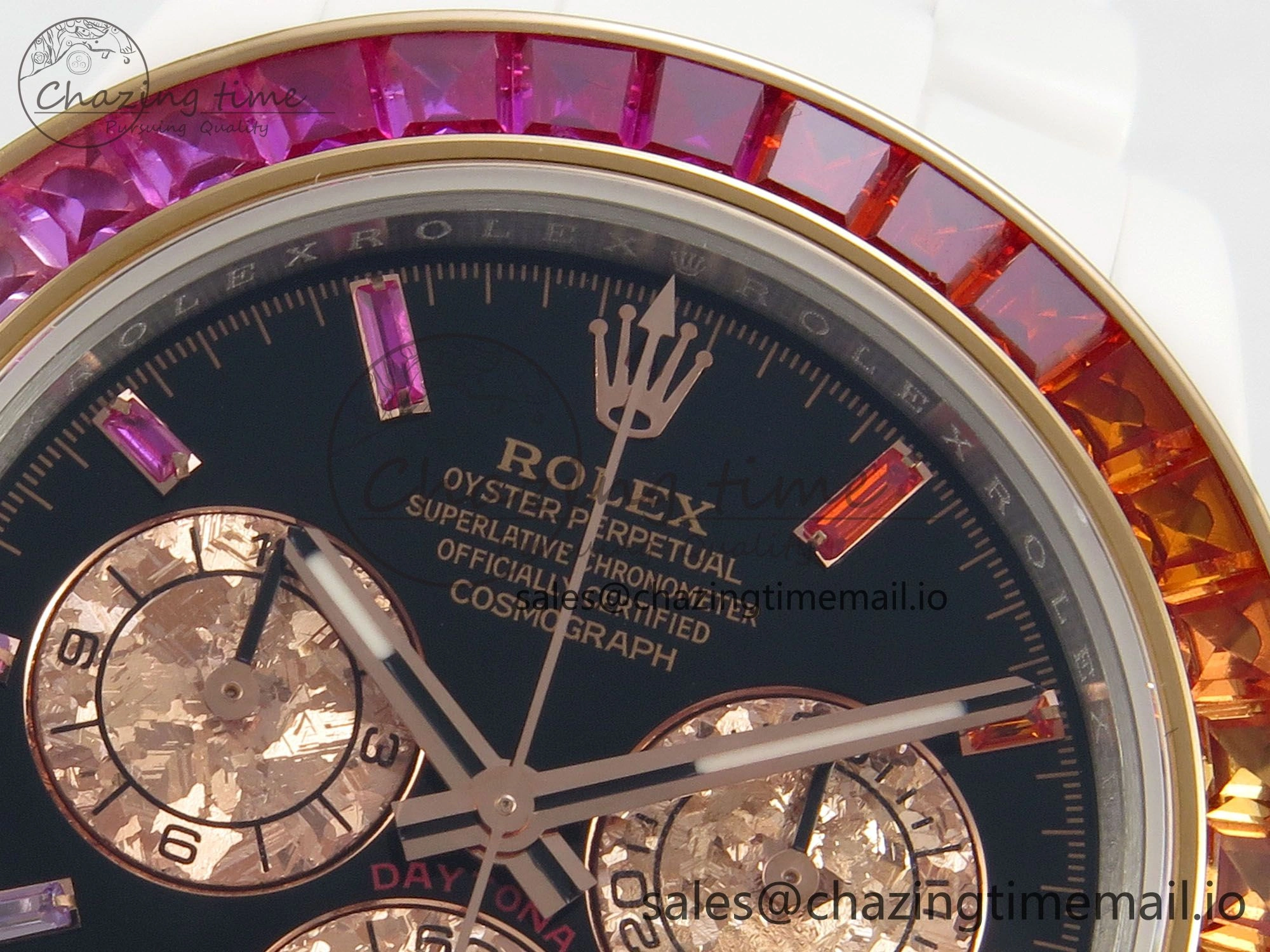 Daytona White Ceramic Case and Bracelet Black Rainbow Dial Rainbow Bezel SONIC Best Edition SA4130