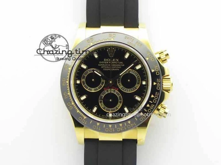 Daytona YG 116518LN JH Best Edition Black Dial On Rubber Strap A4130 (Free XS rubber strap)