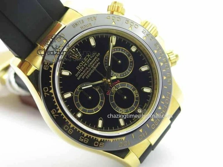 Daytona YG 116518LN JH Best Edition Black Dial On Rubber Strap A4130 (Free XS rubber strap)