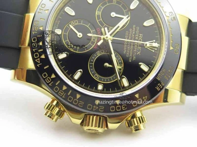 Daytona YG 116518LN JH Best Edition Black Dial On Rubber Strap A4130 (Free XS rubber strap)