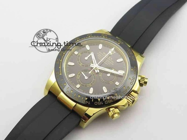 Daytona YG 116518LN JH Best Edition Black Dial On Rubber Strap A4130 (Free XS rubber strap)