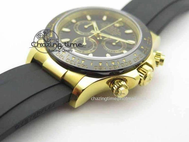 Daytona YG 116518LN JH Best Edition Black Dial On Rubber Strap A4130 (Free XS rubber strap)
