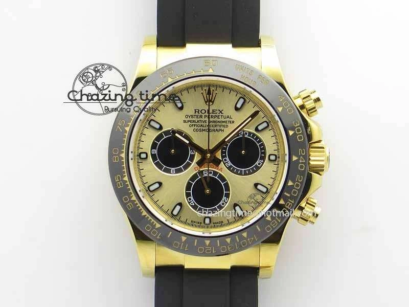 Daytona YG 116518LN JH Best Edition Gold Dial On Rubber Strap A4130 (Free XS rubber strap)