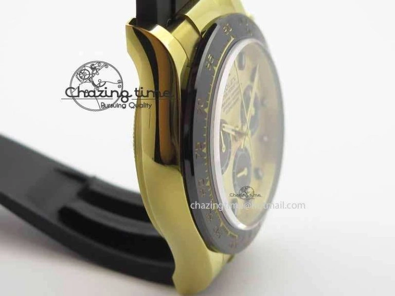 Daytona YG 116518LN JH Best Edition Gold Dial On Rubber Strap A4130 (Free XS rubber strap)