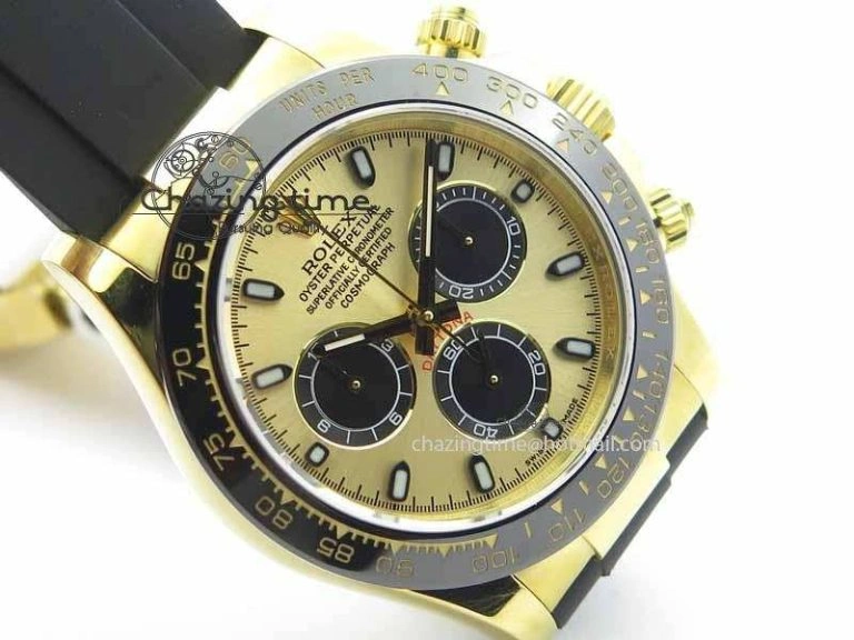 Daytona YG 116518LN JH Best Edition Gold Dial On Rubber Strap A4130 (Free XS rubber strap)