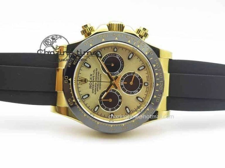 Daytona YG 116518LN JH Best Edition Gold Dial On Rubber Strap A4130 (Free XS rubber strap)