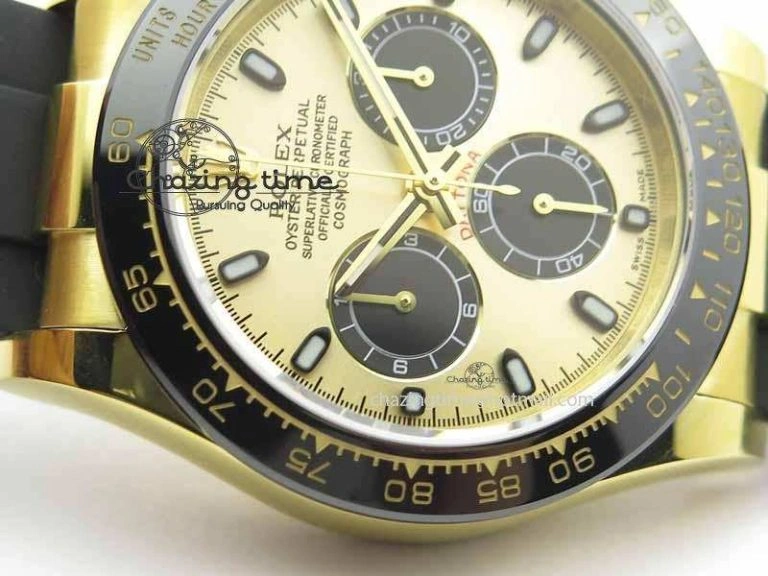 Daytona YG 116518LN JH Best Edition Gold Dial On Rubber Strap A4130 (Free XS rubber strap)