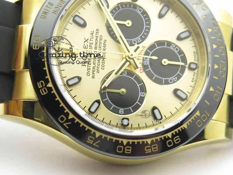 Daytona YG 116518LN JH Best Edition Gold Dial On Rubber Strap A4130 (Free XS rubber strap)